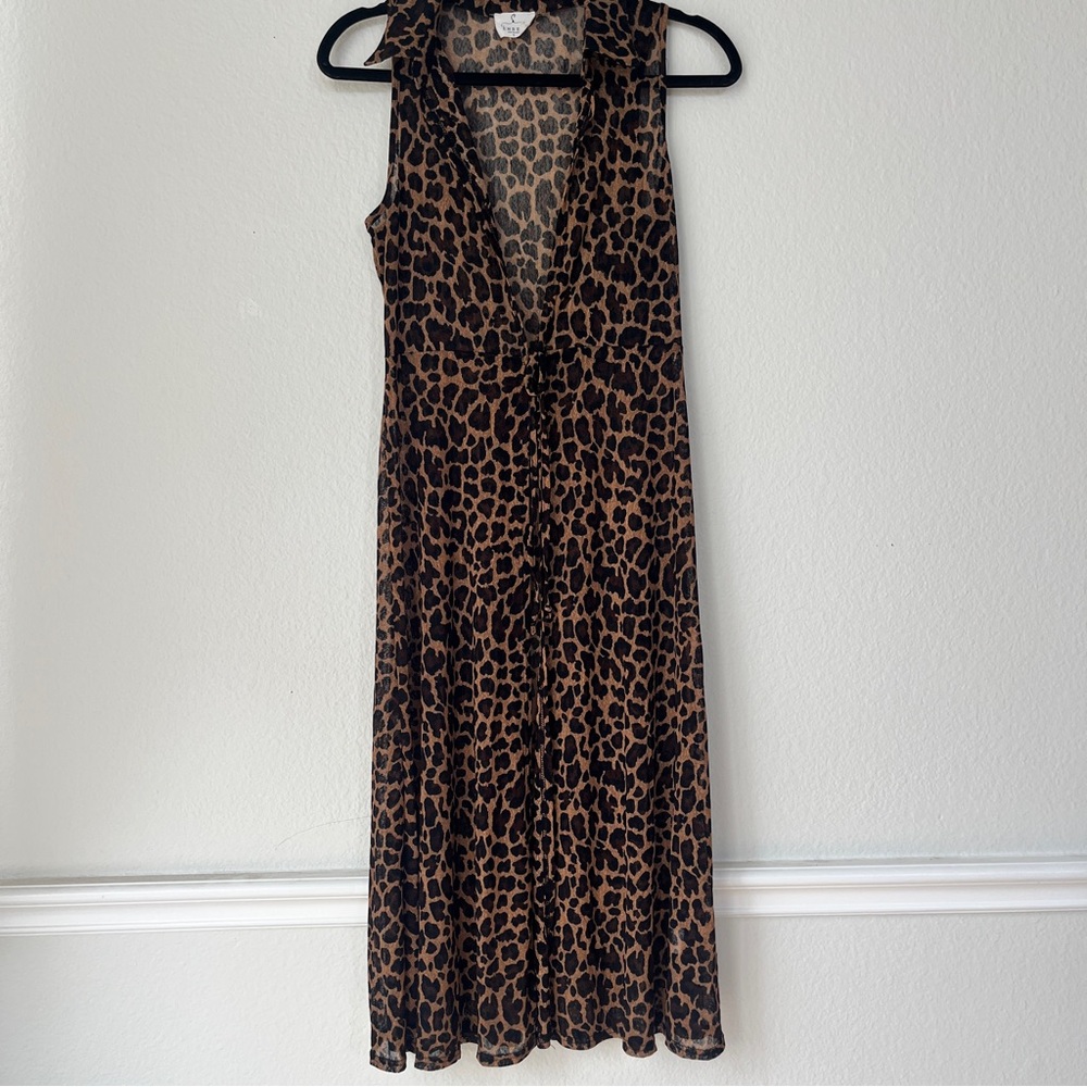 Ember Leopard Boho Maxi Dress Wrap Tie‎ Waist Festival Coachella Gypsy Small
